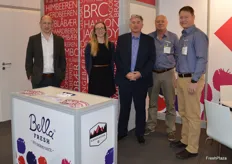 Jamie Sawday, Sian Jenks and Kevin Deans from Fruberry who were at the trade fair for the first time and had a very succesfull show pictured here with Steve Lewis and Herman Bosman from Morgan Cargo.